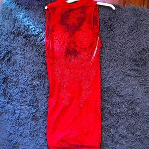 Fashion Nova Red BodyCon Laced  Mini Dress